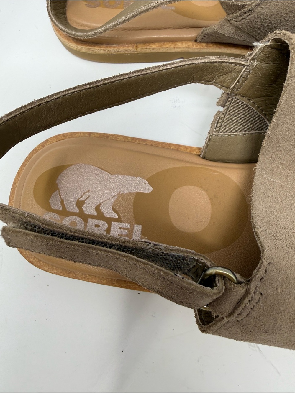 Worn once Sorel Women's Taupe and Metallic Gray Slingback Sandals sz 8.5 (ONTCHS - Picture 3 of 9